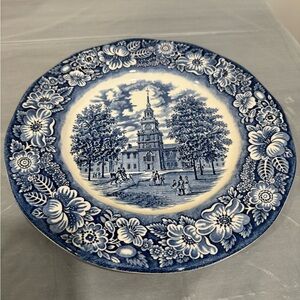 Liberty Blue Independence Hall Plate | Staffordshire Ironstone England